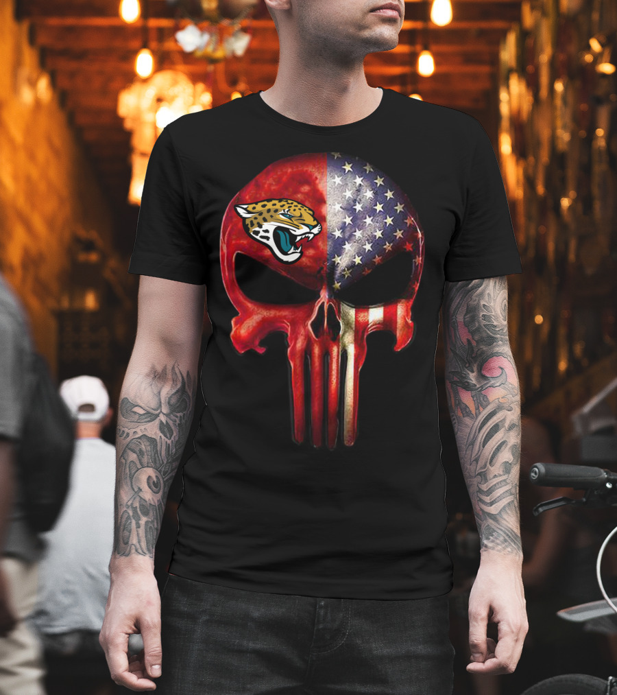 Jacksonville Jaguars American Flag Punisher Skull T-Shirt