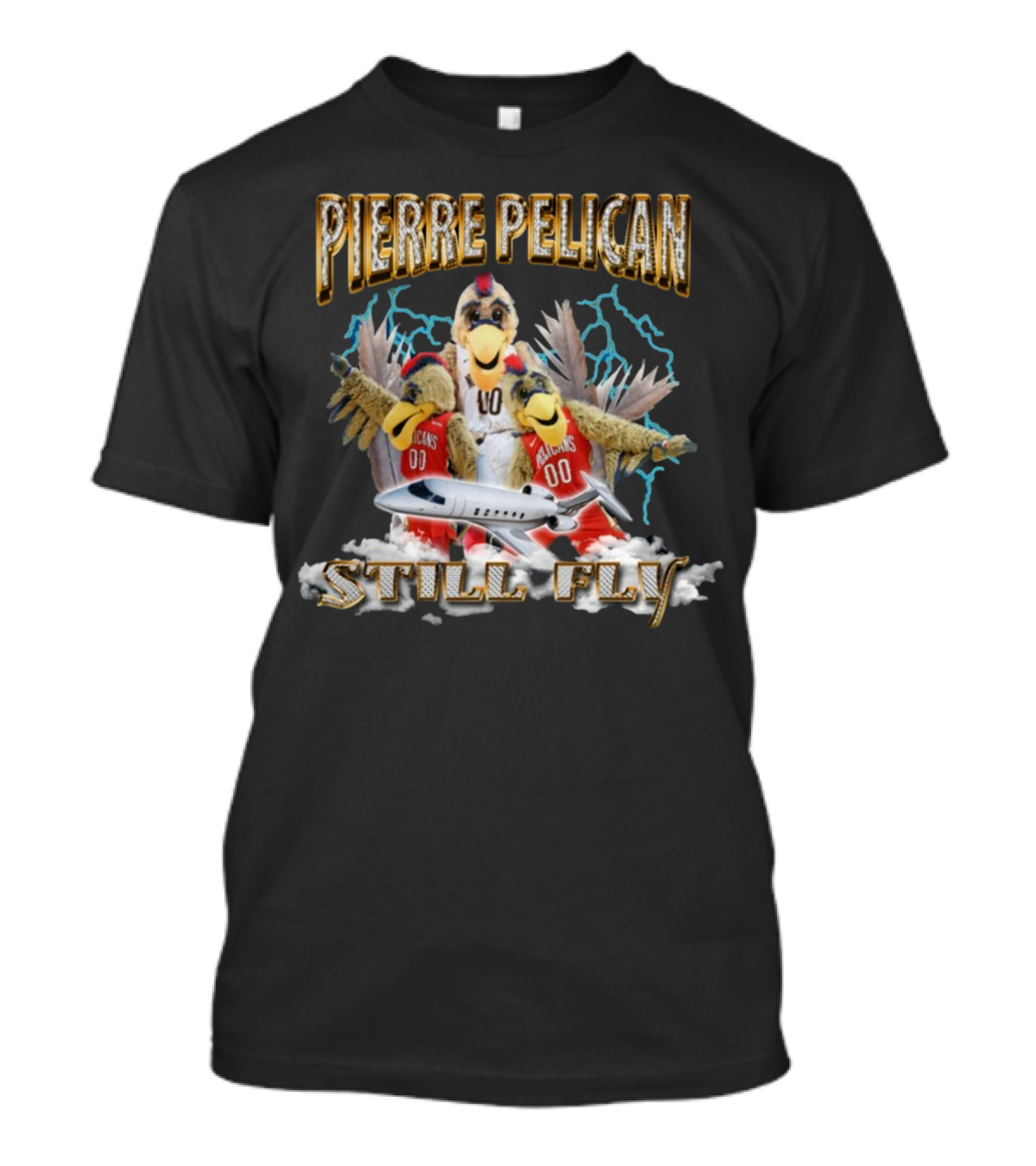 Pierre Pelican Still Fly With Jet And Lightning T-Shirt