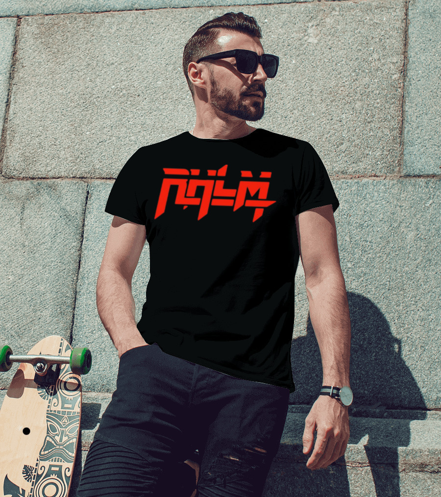 Rhlm Cyberpunk Red Futuristic Typography T-Shirt