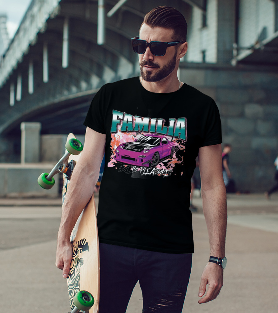 FAMILIA Guilty Pleasures Tryguys Car Explosion T-Shirt