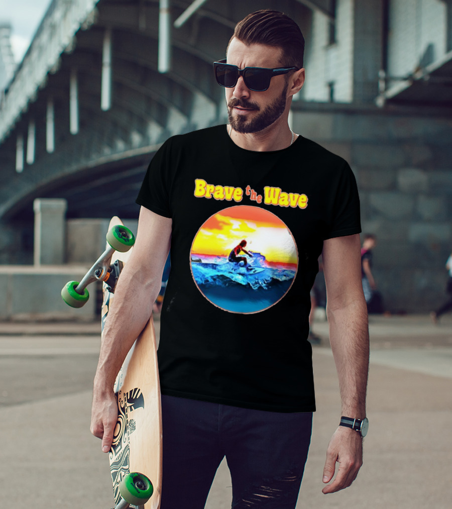 Brave The Wave Surfer At Sunset T-Shirt