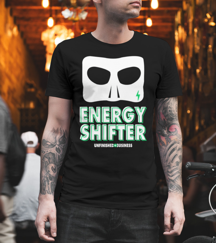 Energy Shifter Unfinished Business Mask With Lightning Bolt T-Shirt