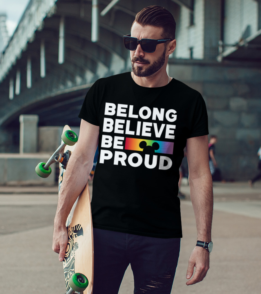 Belong Believe Be Proud Rainbow Mickey T-Shirt
