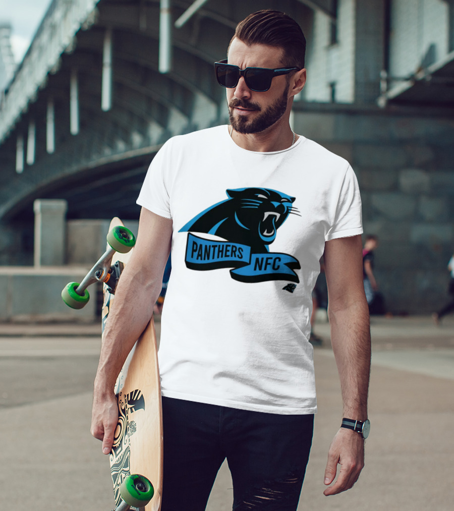 Men's Carolina Panthers New Era Cream Sideline Chrome Logo Panthers NFC T-Shirt