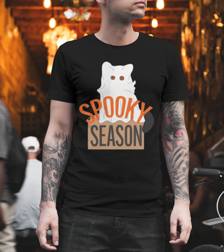 Spooky Season Cute Cat as Ghost Halloween T-Shirt