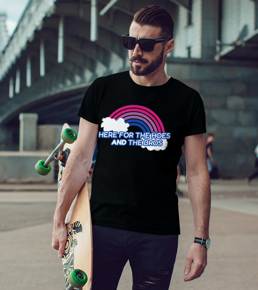 Here For The Hoes And The Bros Rainbow Clouds T-Shirt