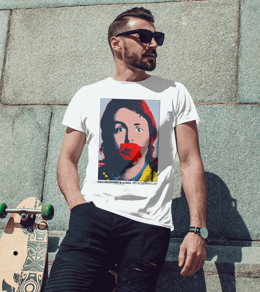 Paul McCartney And Wings Red Rose Speedway Pop Art Pixel Photo T-Shirt