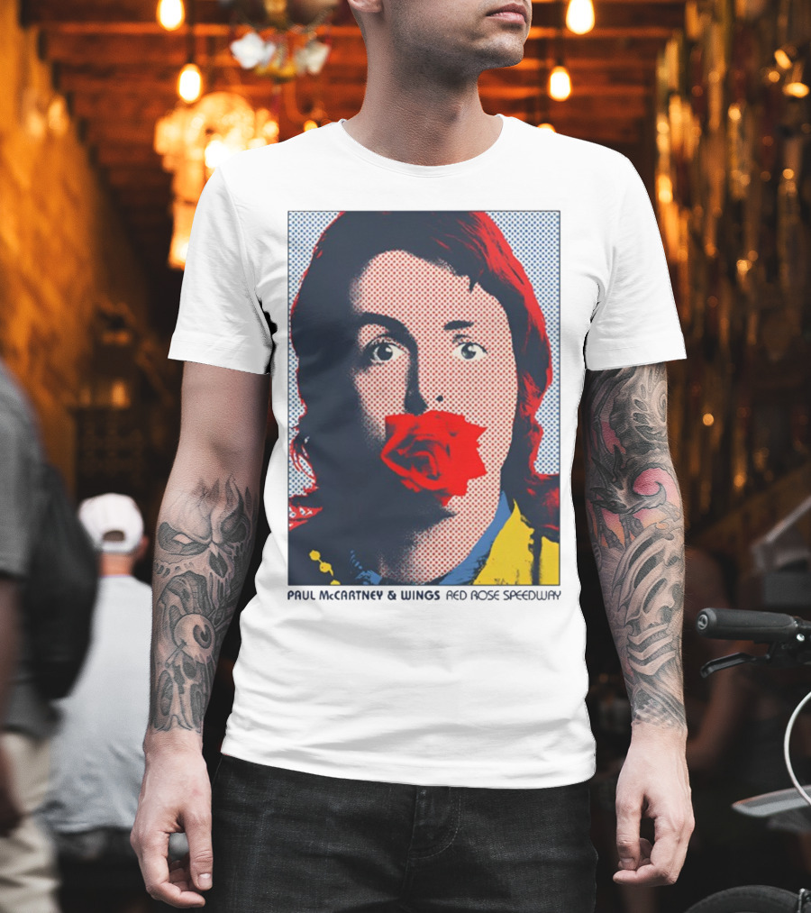 Paul McCartney And Wings Red Rose Speedway Pop Art Pixel Photo T-Shirt