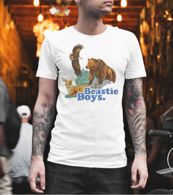 Beastie Boys Deer Bear Eagle Wildlife Scene T-Shirt Beastie Boys Deer Bear Eagle Wildlife Scene T-Shirt