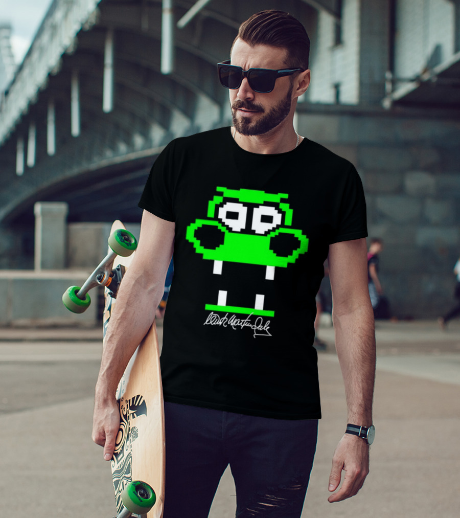 Tic Tac Dough Dragon Wink Martindale Signature Pixelated Green Face T-Shirt
