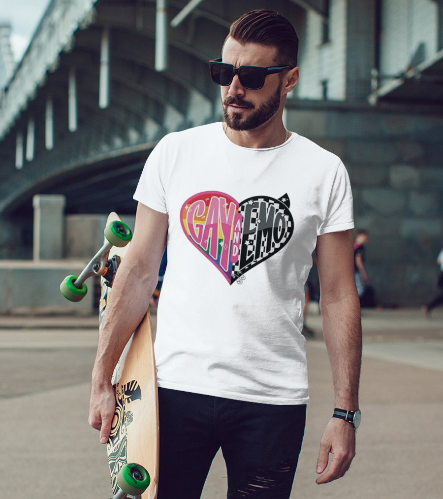 Jessie Paege Gay And Emo Heart Rainbow Checkerboard T-Shirt