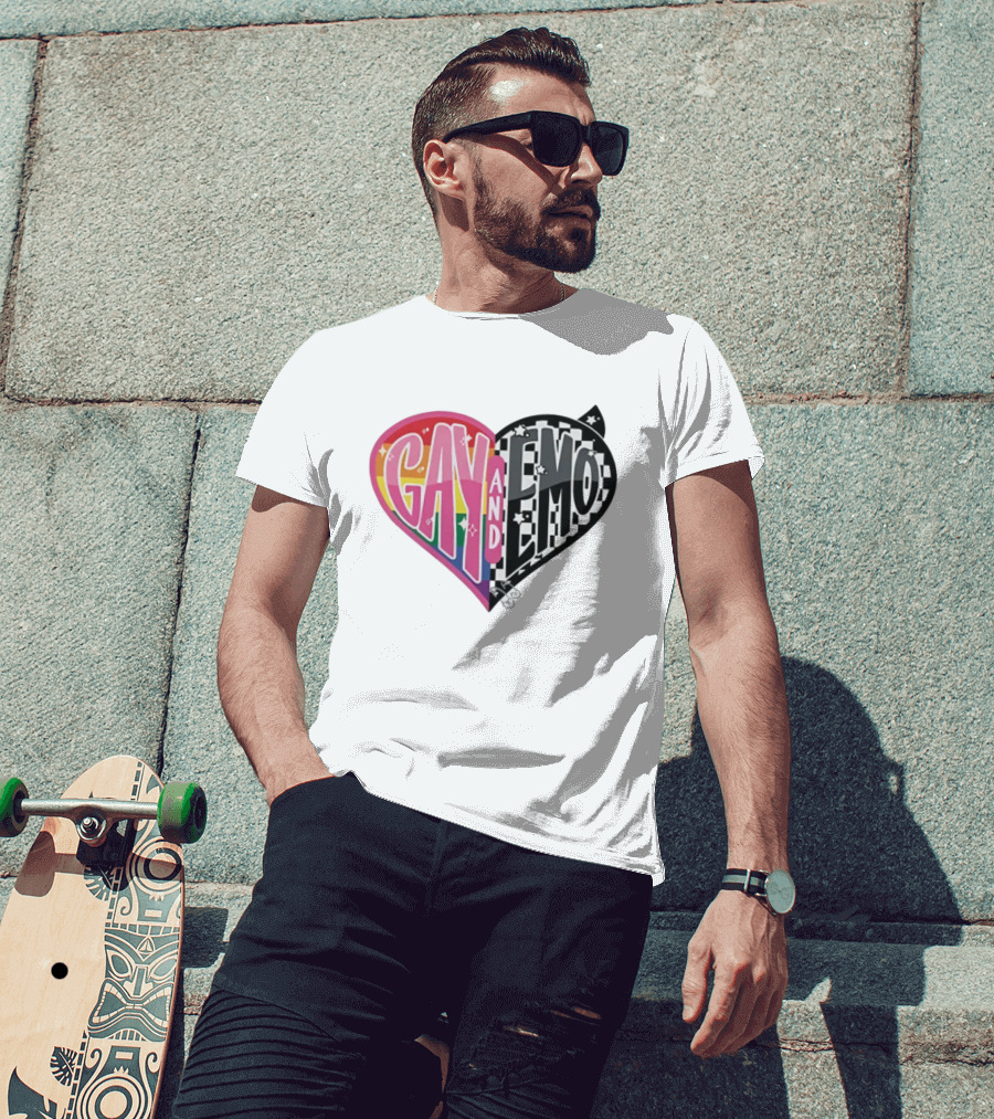 Jessie Paege Gay And Emo Heart Rainbow Checkerboard T-Shirt