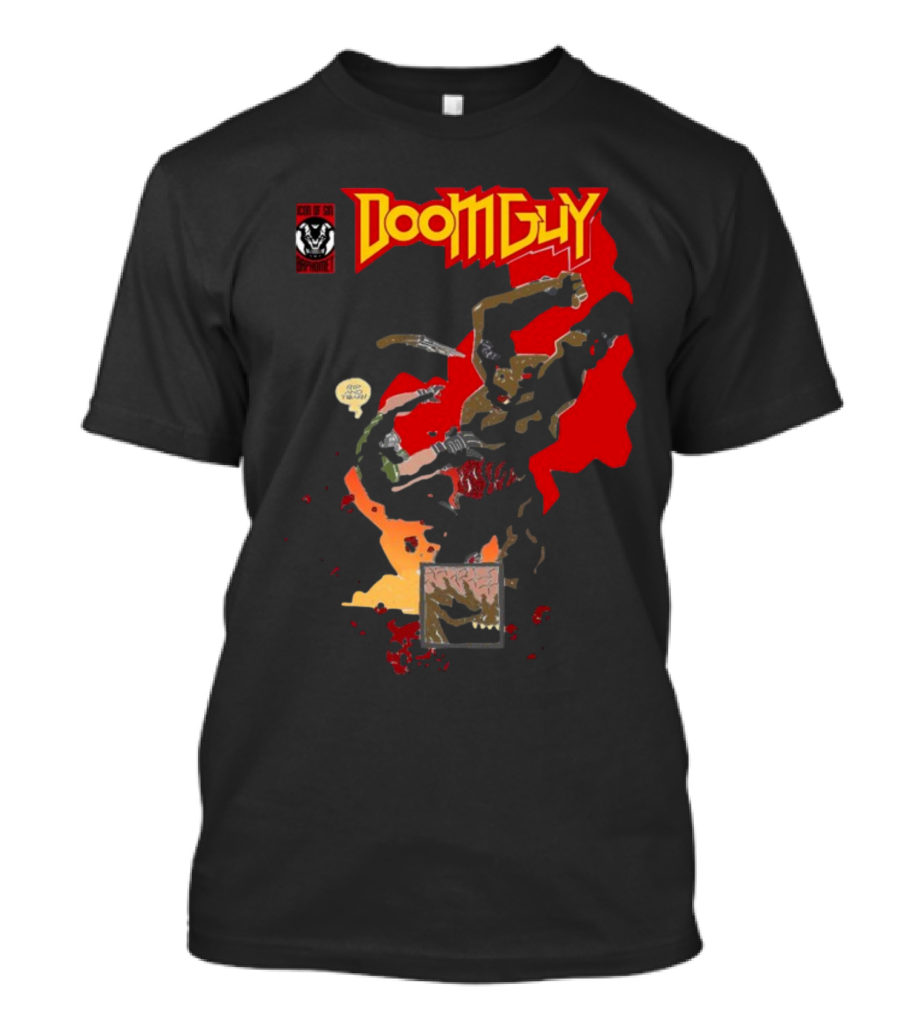 Doomguy The Shores Of Hell Demon Battle Comic T-Shirt