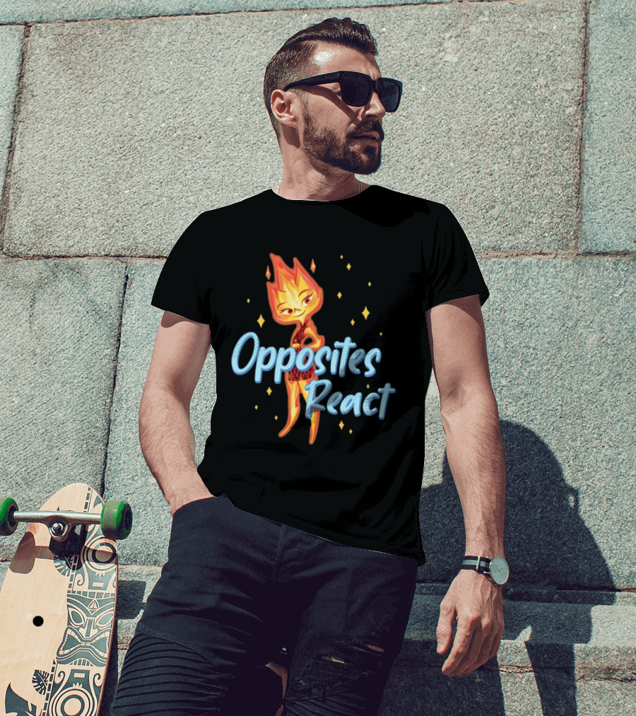 Opposites React Fire Element Character T-Shirt
