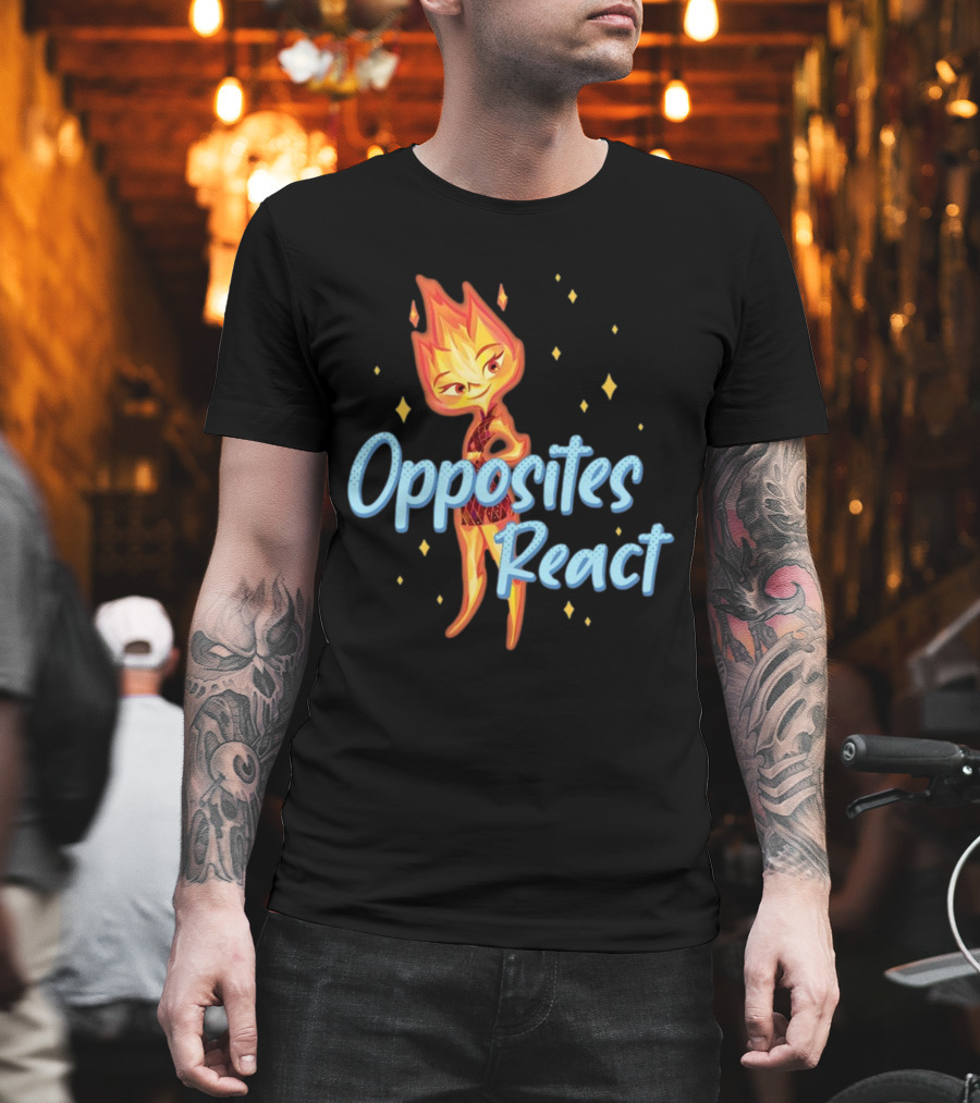Opposites React Fire Element Character T-Shirt
