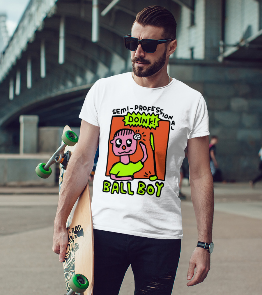 Semi-Professional Doink Ball Boy Comic Character With Club And Speech Bubble T-Shirt