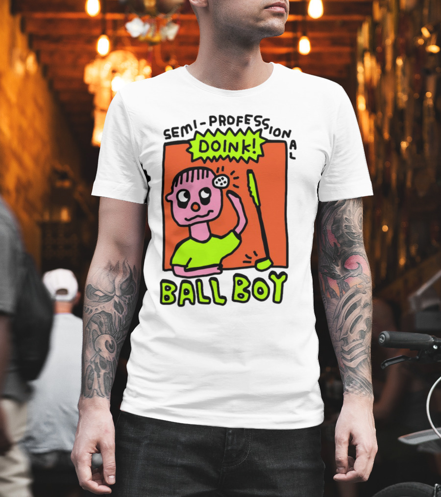 Semi-Professional Doink Ball Boy Comic Character With Club And Speech Bubble T-Shirt