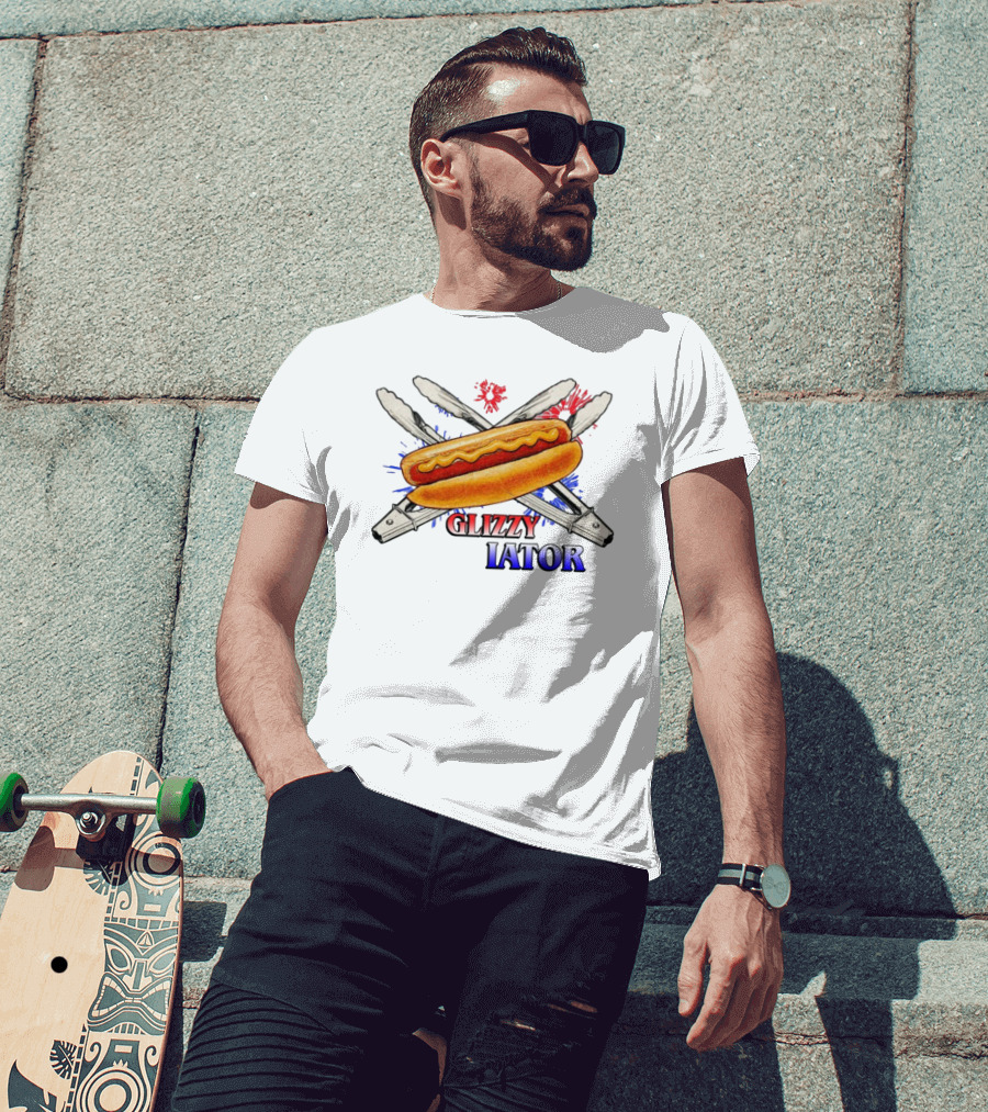 Middleclassfancy Usa Glizzy Gladiator Hot Dog Tongs American Colors T-Shirt