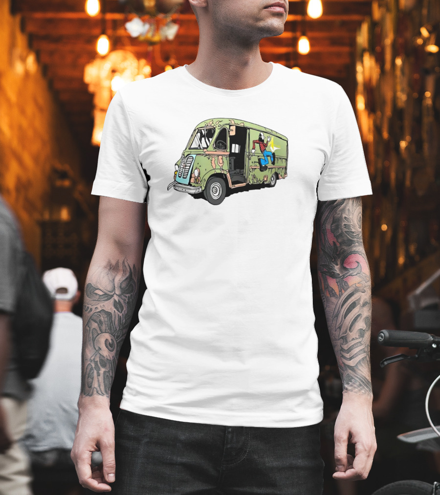 Aerosmith Band Van Camouflage Cartoon Running Starburst Concert T-Shirt