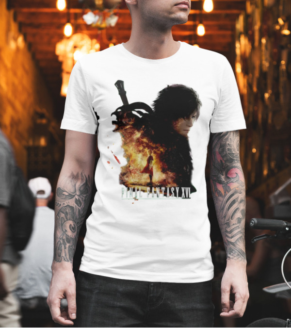 FINAL FANTASY XVI Clive Rosfield Fiery Character T-Shirt FINAL FANTASY XVI Clive Rosfield Fiery Character T-Shirt