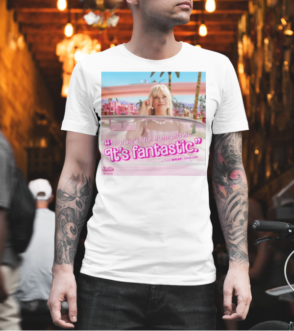Barbiethemovie Barbie Is Far From Plastic It's Fantastic The Wrap Tomorrow T-Shirt Barbiethemovie Barbie Is Far From Plastic It's Fantastic The Wrap Tomorrow T-Shirt