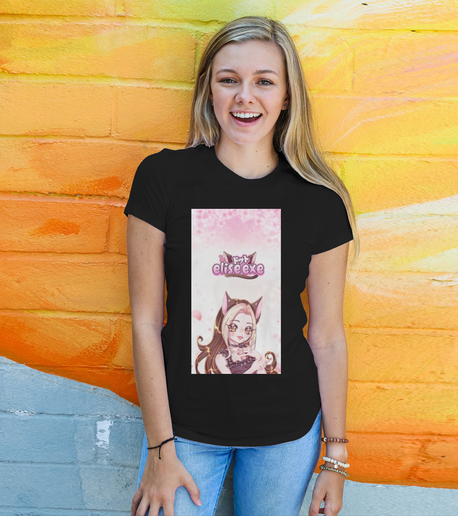 Elisedotexe Elise Exe Manga Character Aesthetic With Cat Ears And Sakura Blossoms T-Shirt