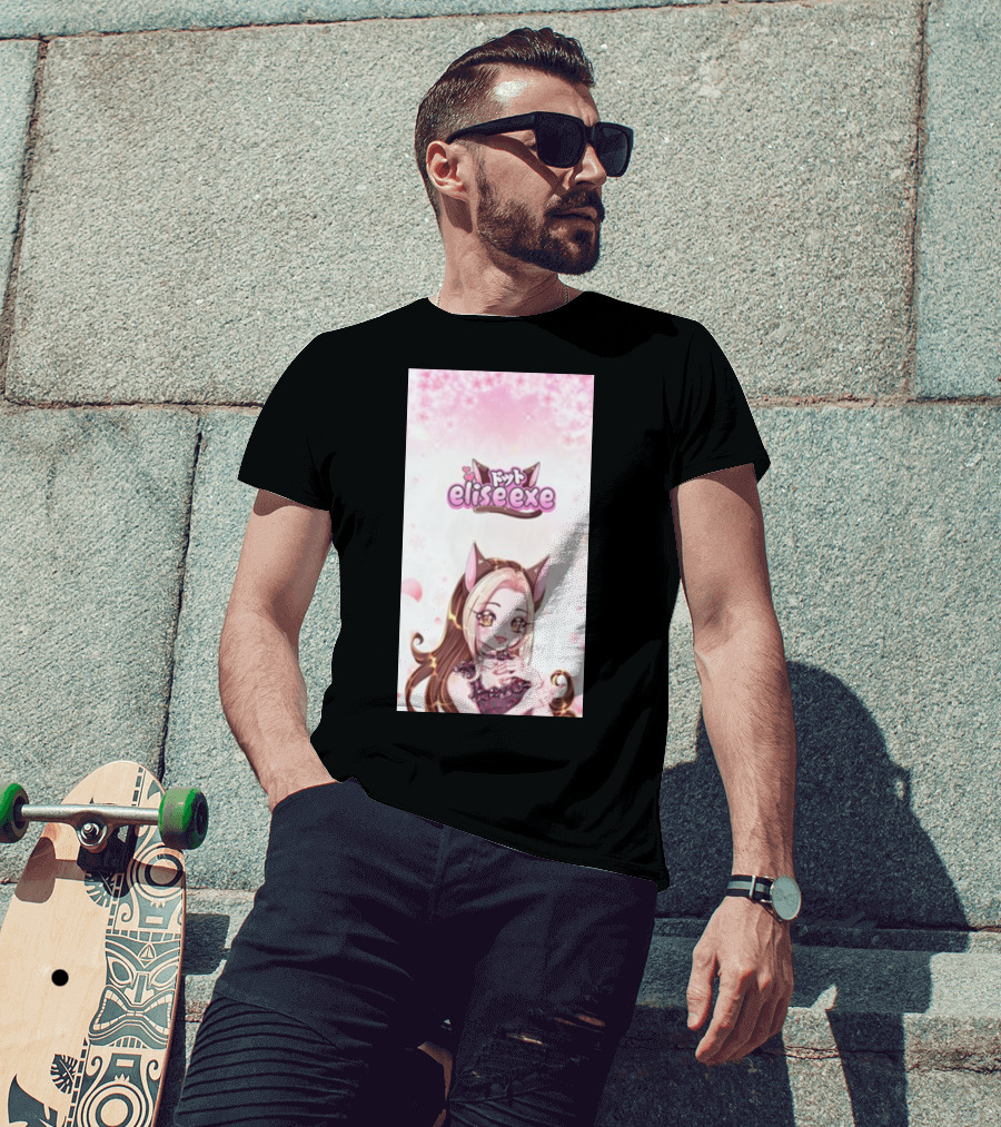 Elisedotexe Elise Exe Manga Character Aesthetic With Cat Ears And Sakura Blossoms T-Shirt