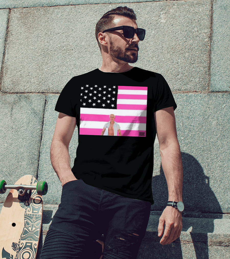 Ryan Gosling Pink Ish Tape American Flag Stars Explicit Content T-Shirt