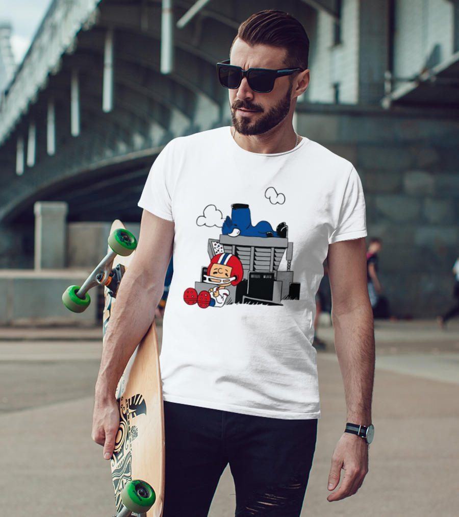 Waiting The Season Football Player Snoozing On Bleachers T-Shirt