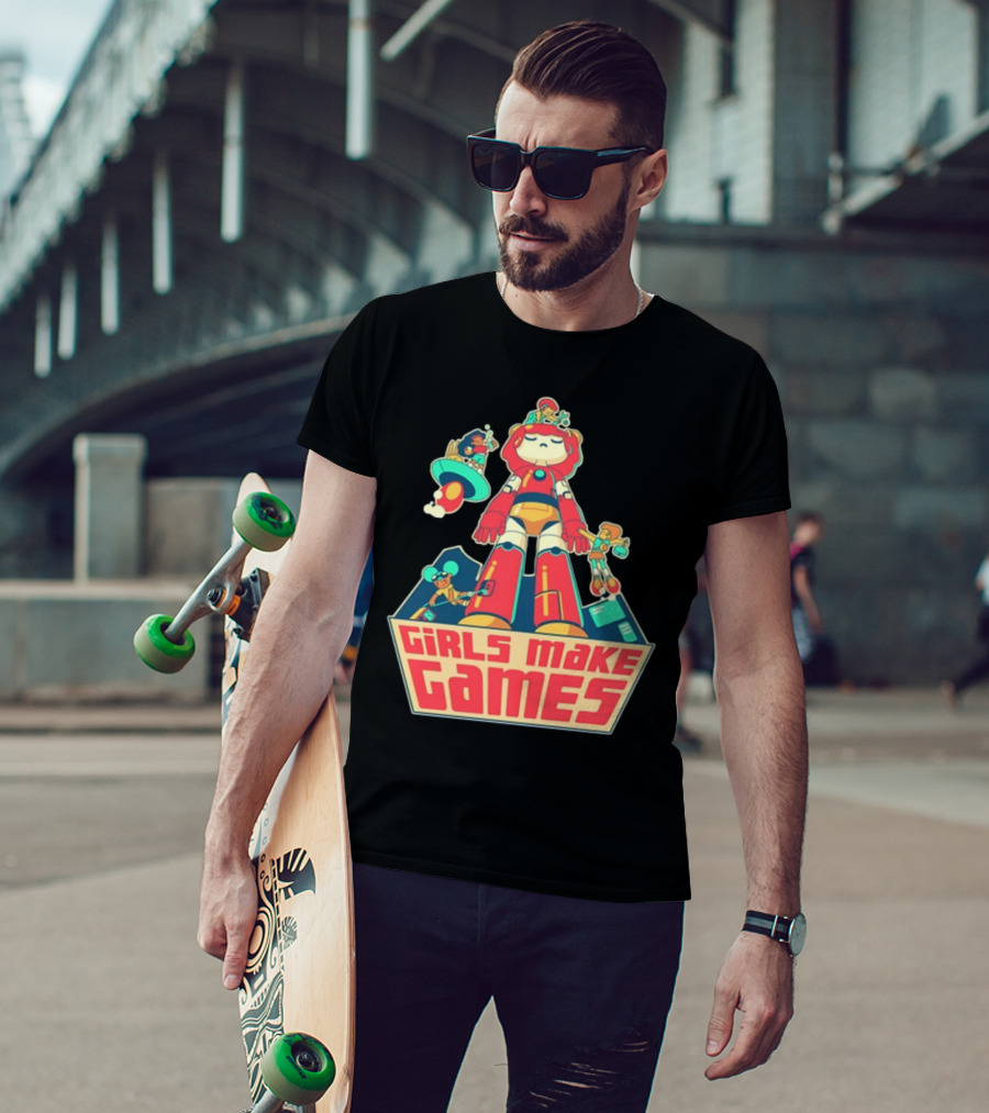 Castpixel Girls Make Games Robot Adventure Scene T-Shirt