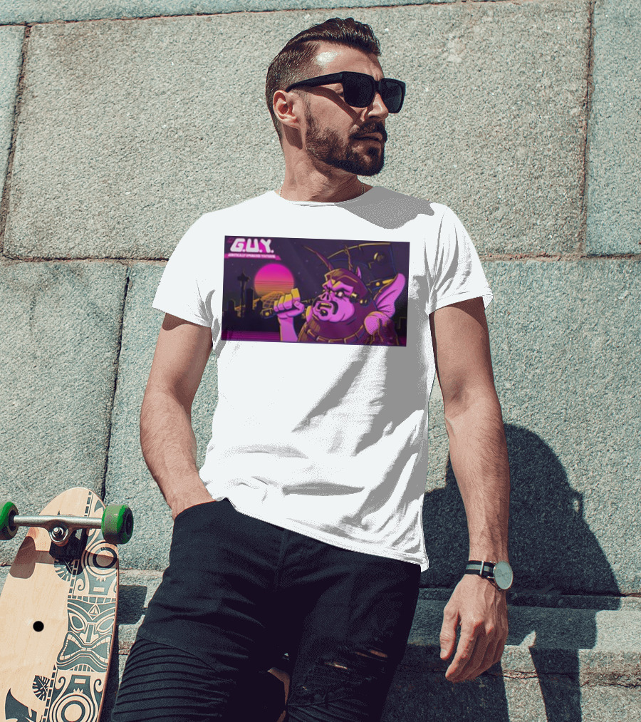 Gundamishere G.U.Y. Generically Upgraded New Retro Sci-Fi Neon T-Shirt