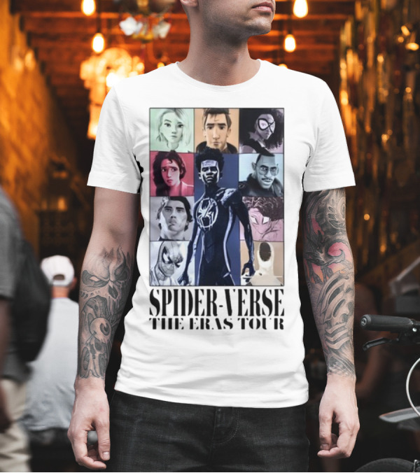 Spider Verse The Eras Tour Miles Morales Multiverse Hero Collage T-Shirt Spider Verse The Eras Tour Miles Morales Multiverse Hero Collage T-Shirt