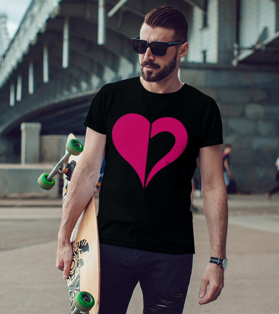 Hero Of Heart Symbol Red Half Heart Shape T-Shirt