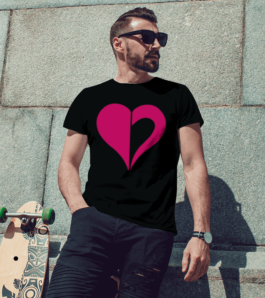 Hero Of Heart Symbol Red Half Heart Shape T-Shirt