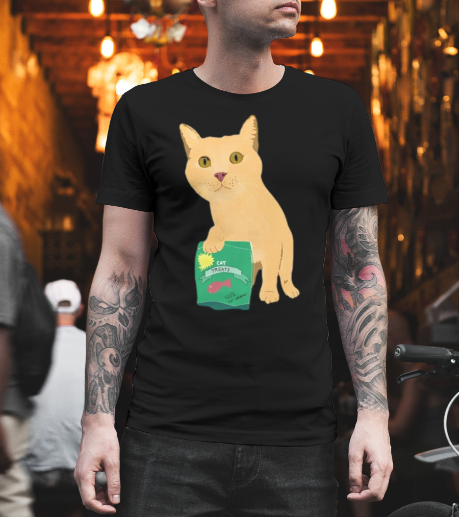 KatRose Cat Treats 100% Fish Formula Cat Holding Green Package T-Shirt