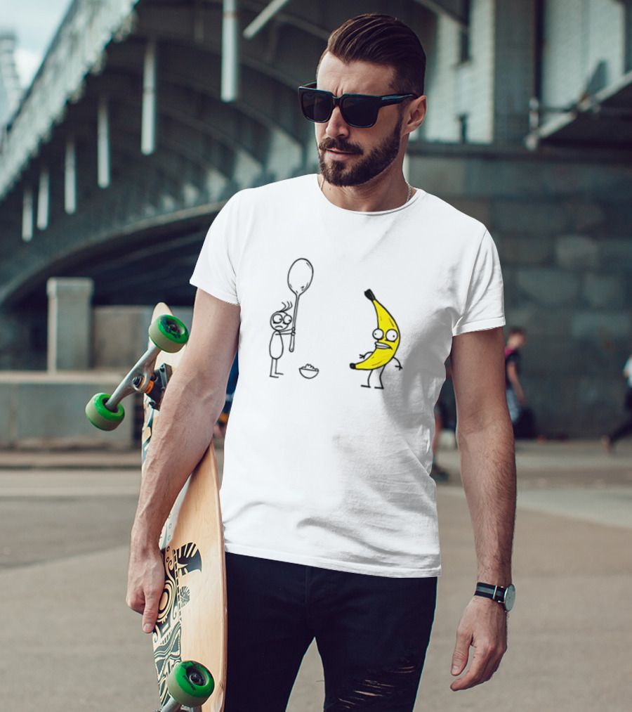 Rejected Spoon Sad Faced Banana Confrontation In Darkness T-Shirt