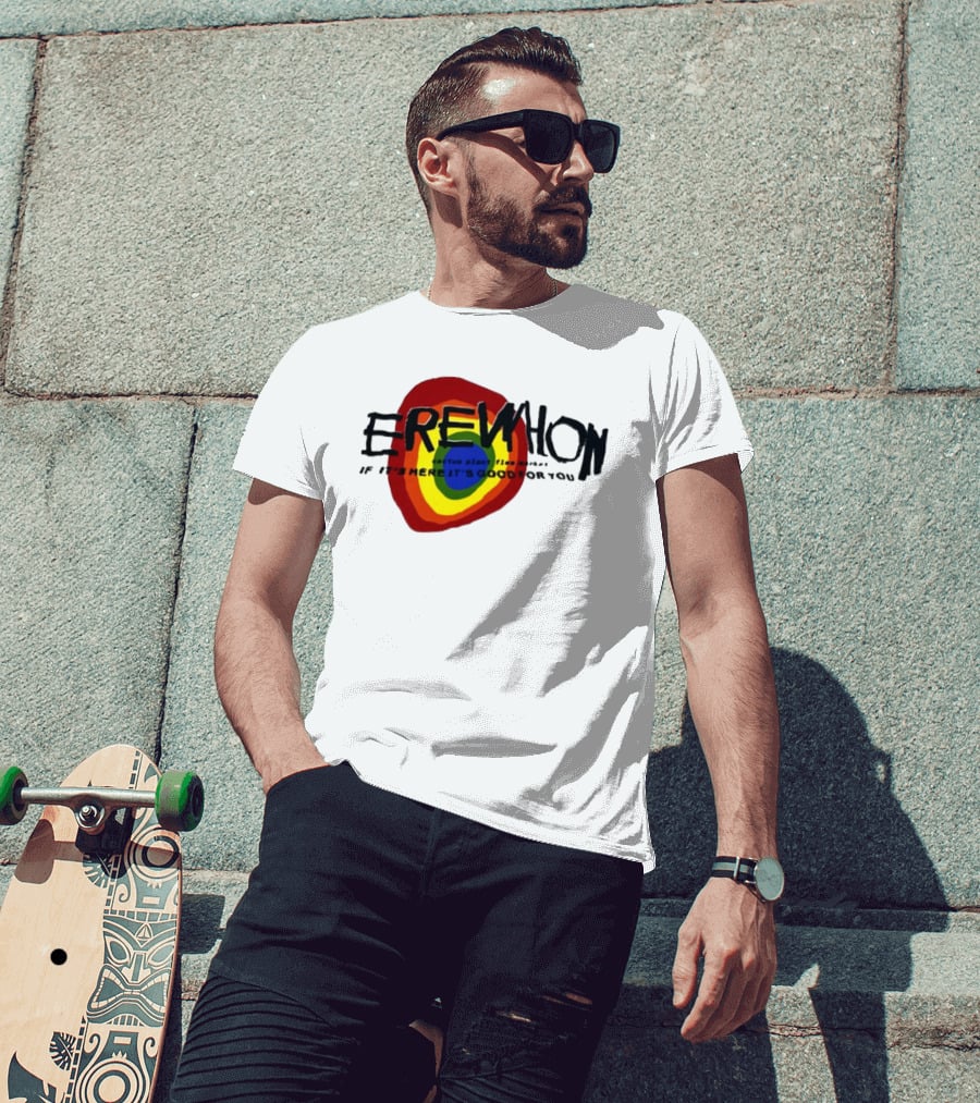 Erewhon Cactus Plant Flea Market If It's Here It's Good For You Rainbow Circle T-Shirt