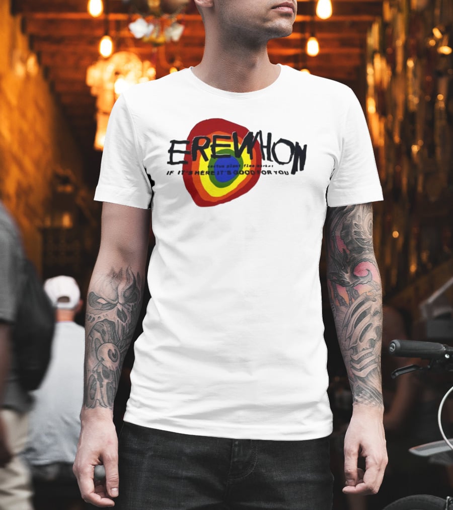 Erewhon Cactus Plant Flea Market If It's Here It's Good For You Rainbow Circle T-Shirt