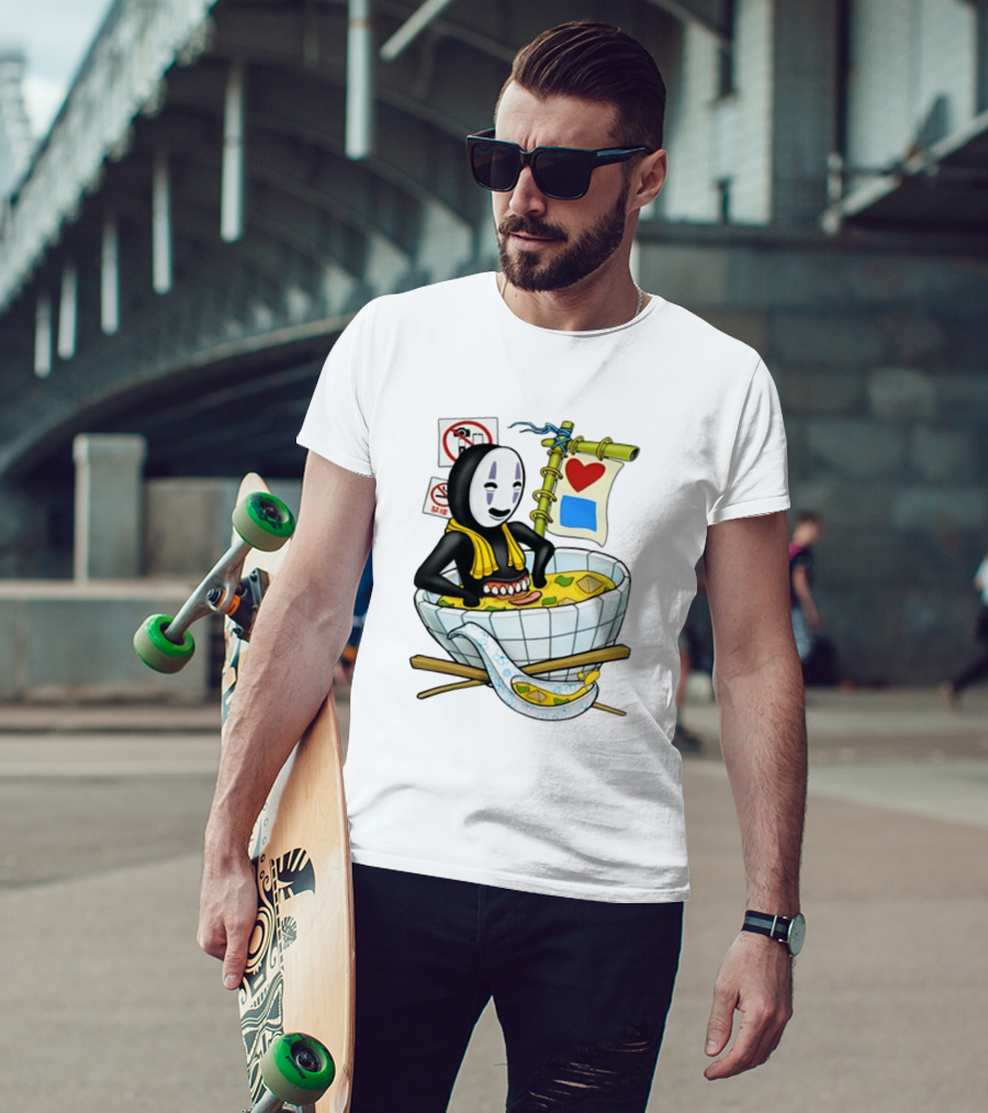 Bluetile Miso Bath Spirit Face Heart Bamboo Nobori T-Shirt