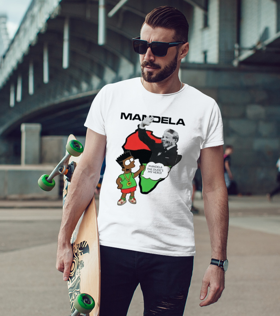 Mandela The Dude's My Hero Africa Cartoon Character T-Shirt