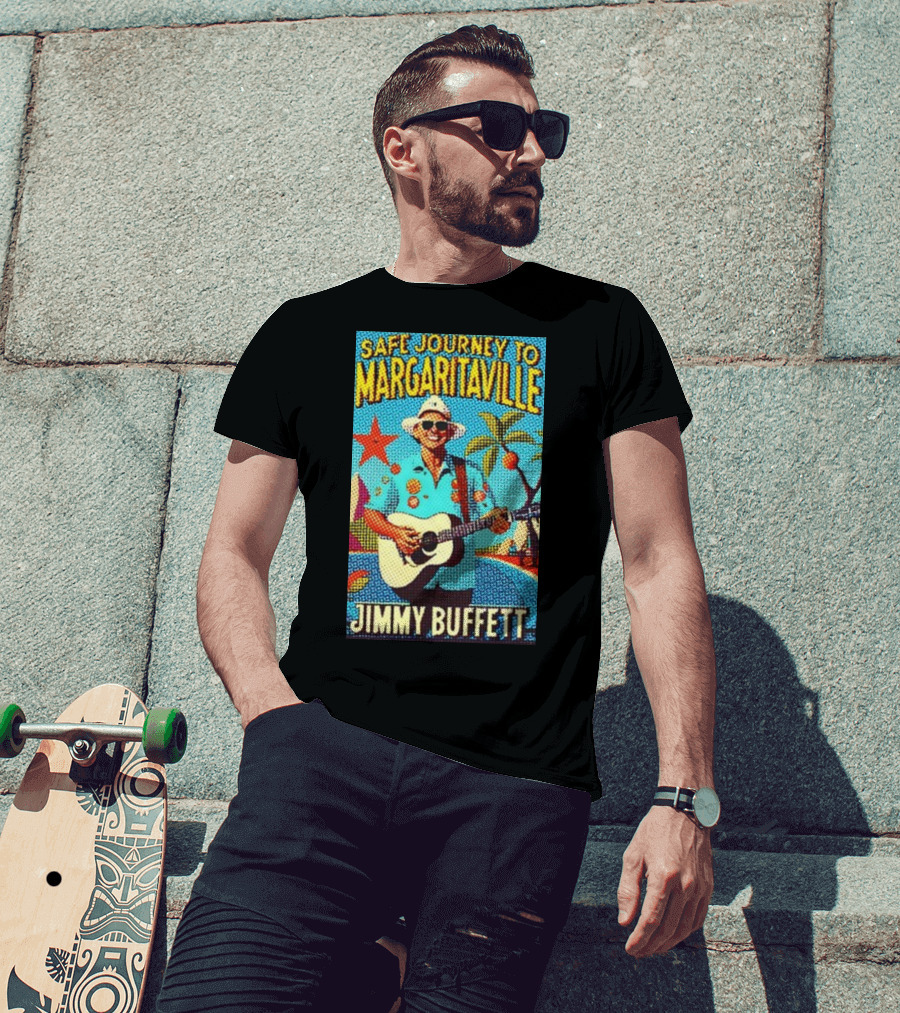 Safe Journey To Margaritaville Jimmy Buffett Tropical Guitar Fun T-Shirt