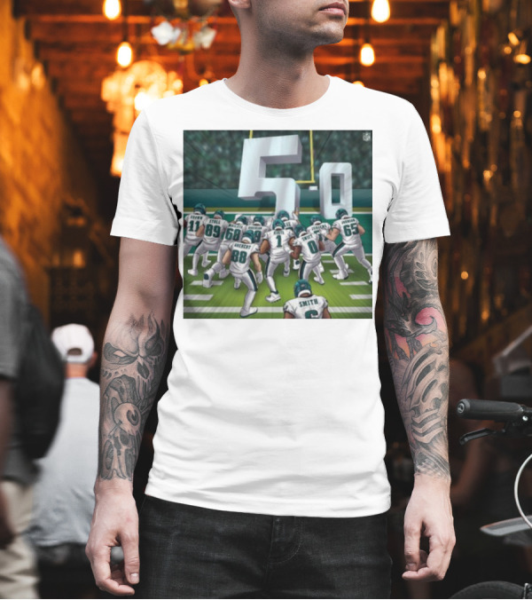 Jalen Hurts Brotherly Shove 5-0 Eagles Victory T-Shirt Jalen Hurts Brotherly Shove 5-0 Eagles Victory T-Shirt