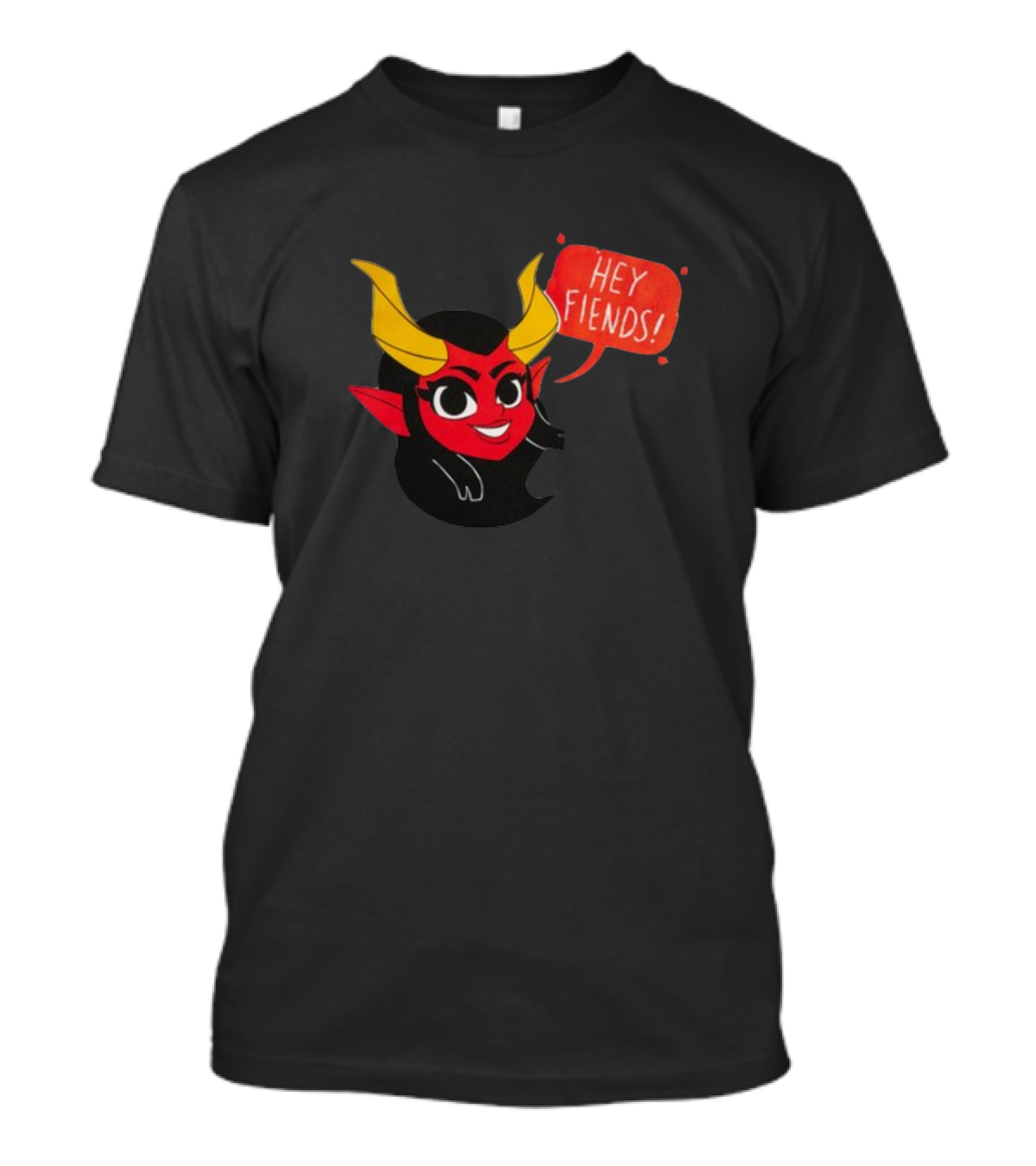 Hey Fiends Cute Demon Cartoon Character With Yellow Horns T-Shirt