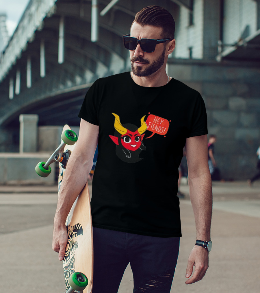 Hey Fiends Cute Demon Cartoon Character With Yellow Horns T-Shirt