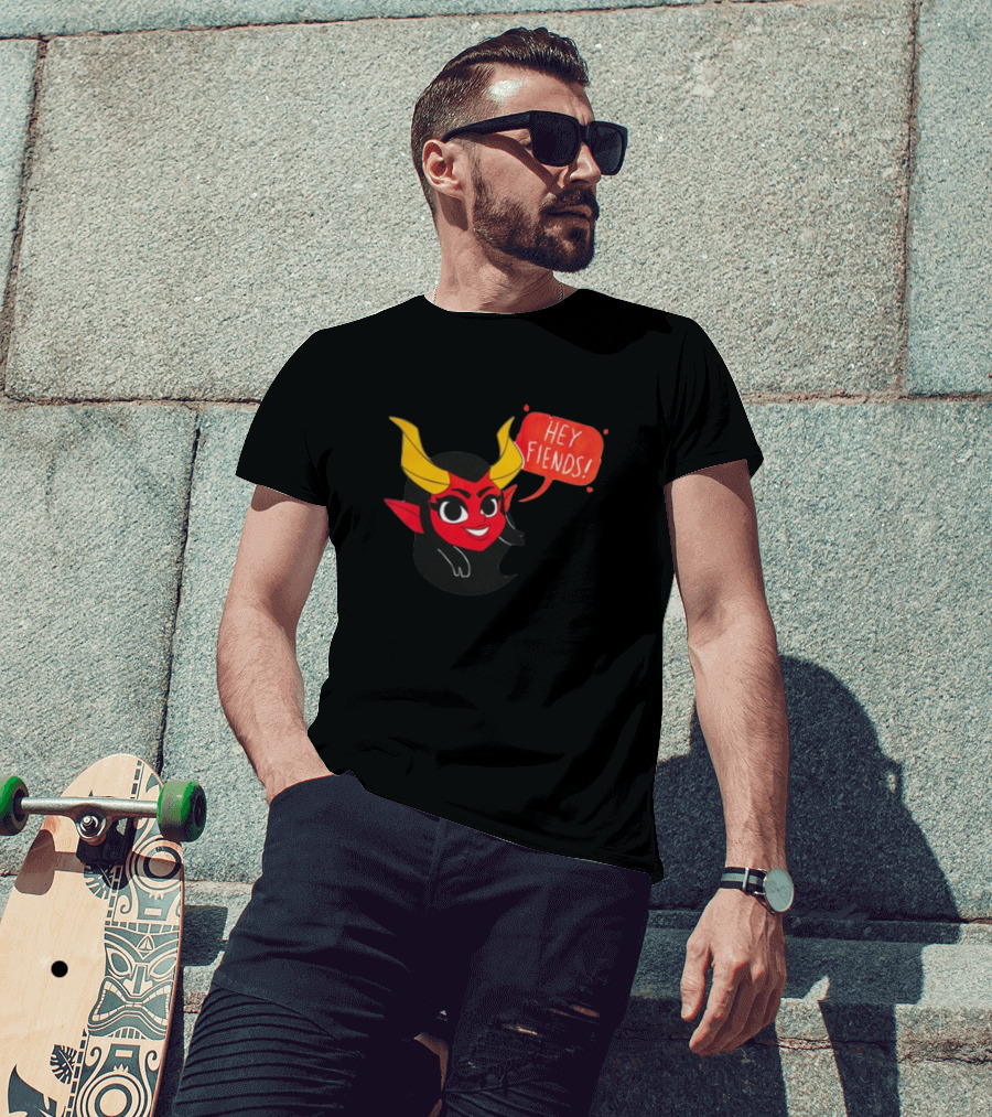 Hey Fiends Cute Demon Cartoon Character With Yellow Horns T-Shirt