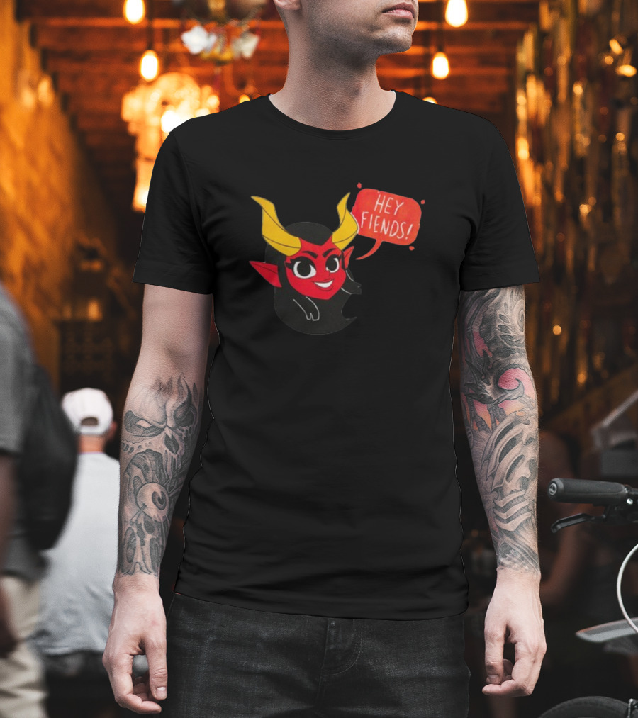Hey Fiends Cute Demon Cartoon Character With Yellow Horns T-Shirt