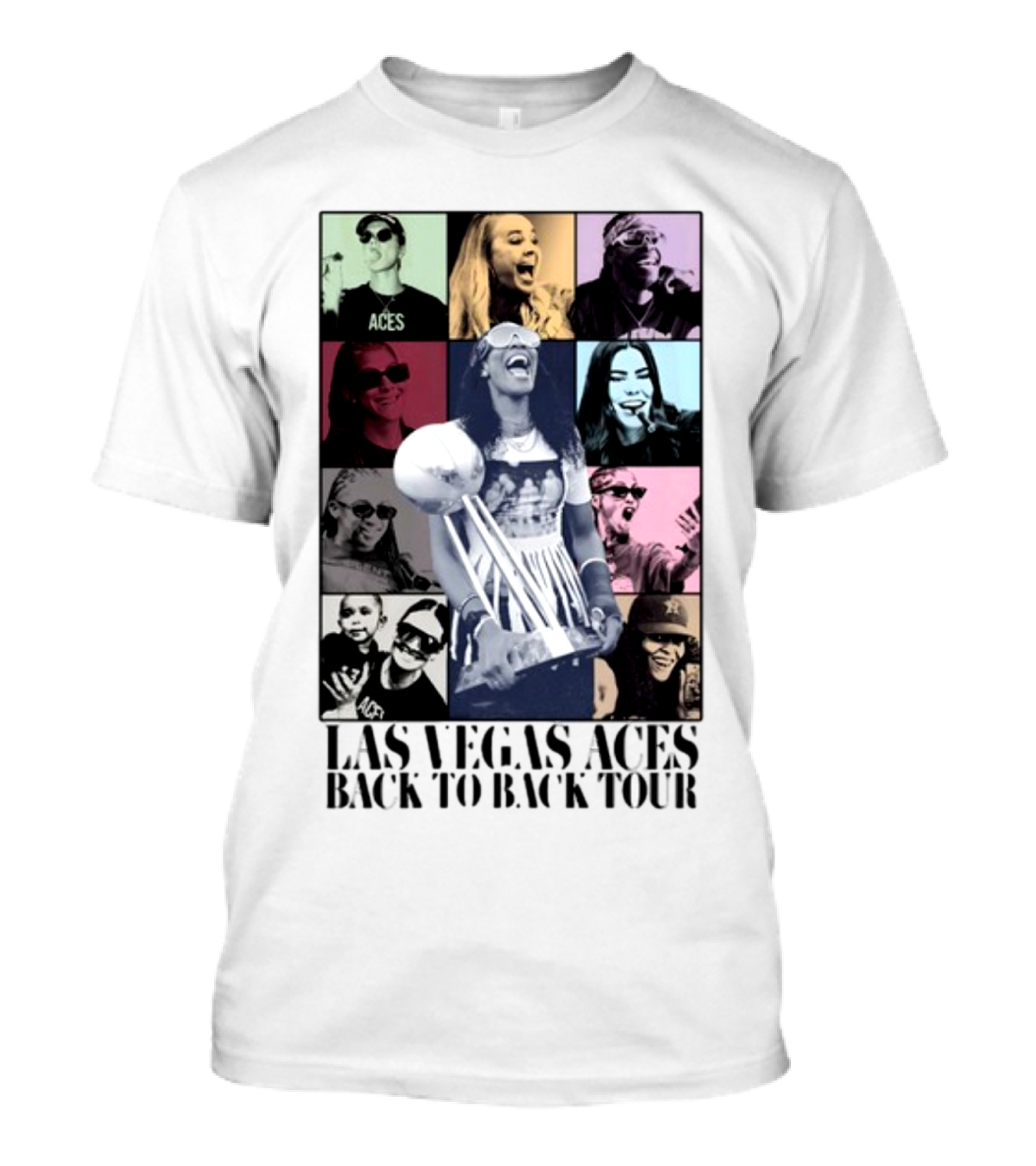Las Vegas Aces Back To Back Tour Celebration Photography Collage T-Shirt