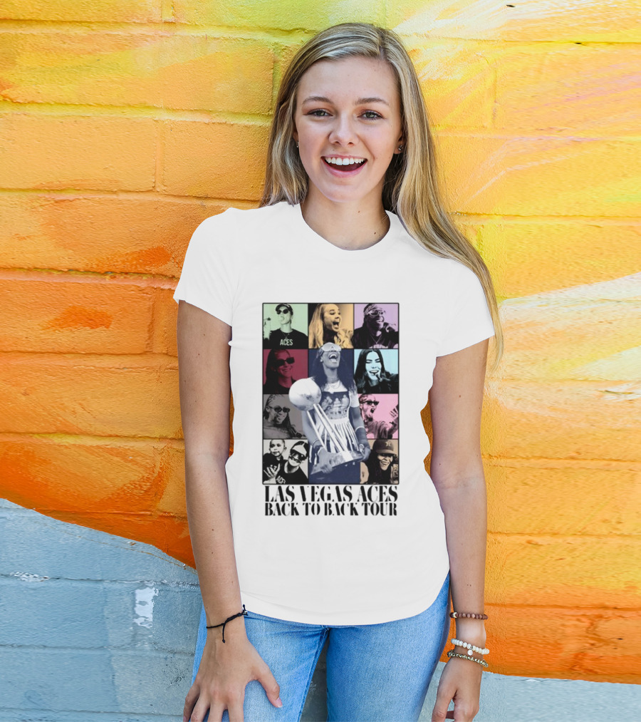Las Vegas Aces Back To Back Tour Celebration Photography Collage T-Shirt