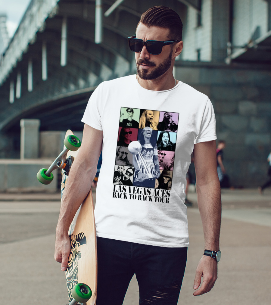 Las Vegas Aces Back To Back Tour Celebration Photography Collage T-Shirt