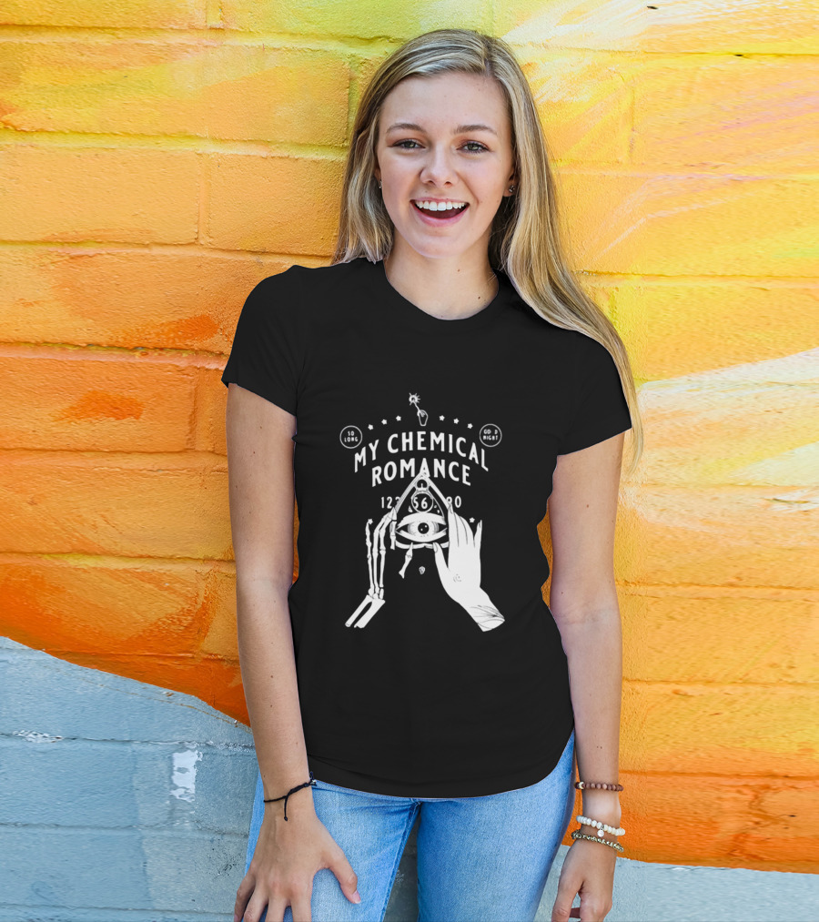 My Chemical Romance Spirit Board So Long Good Night Skeleton Hand Eye T-Shirt